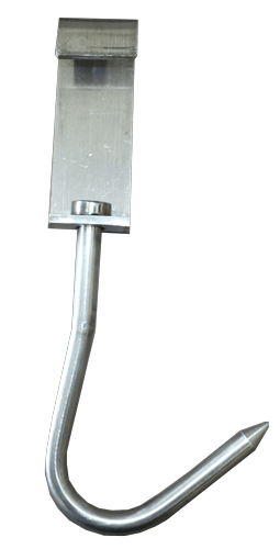 Large stainless steel butchers hook on slider